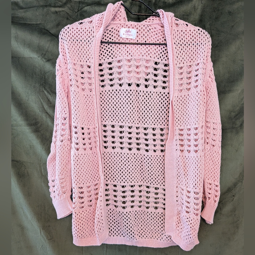 Justice Pink Open-Knit Hooded Cardigan for Girls